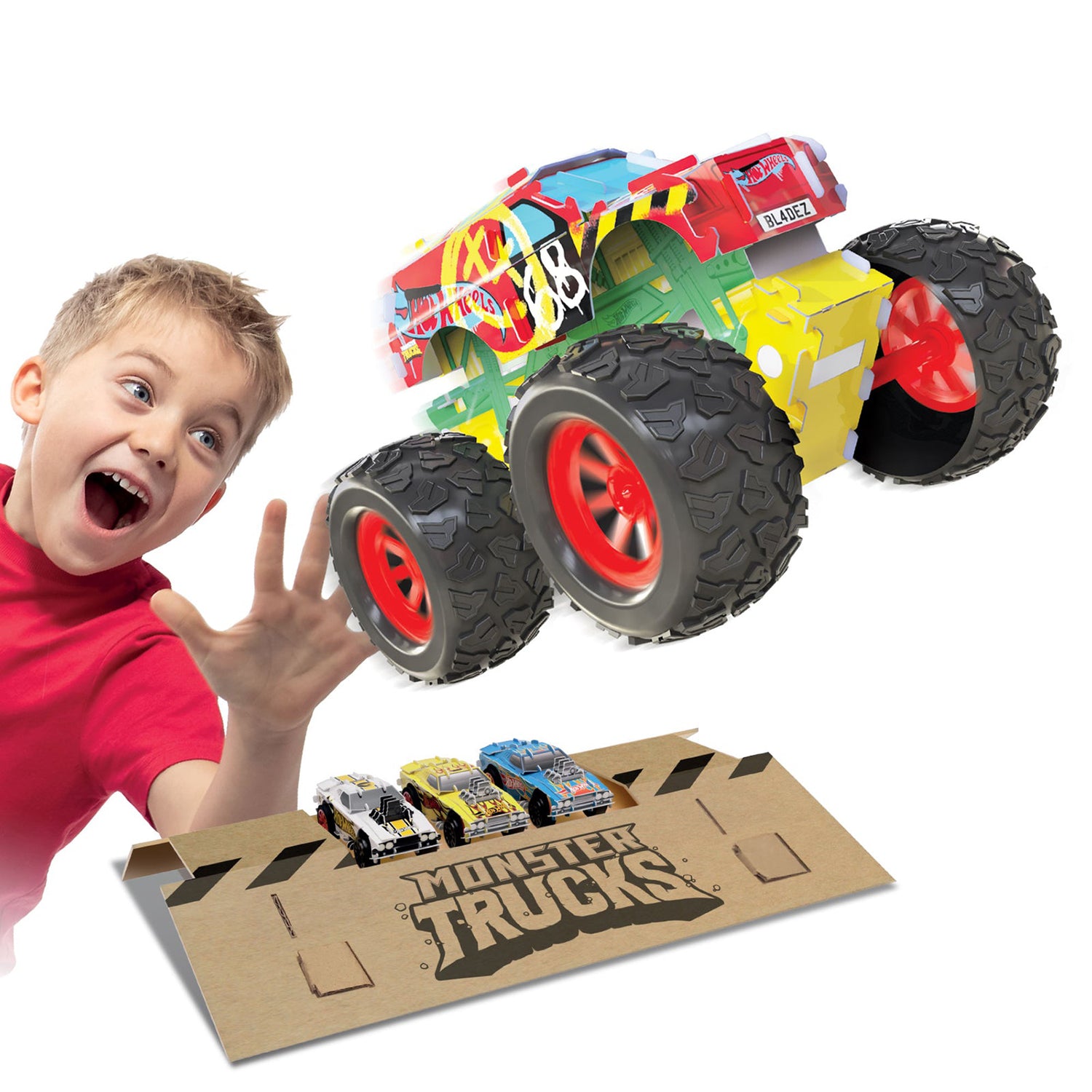 BLADEZ TOYZ - Hot Wheels Monster Truck Maker Kitz - Kit di Montaggio 4x4 con Trazione a Retrocarica
